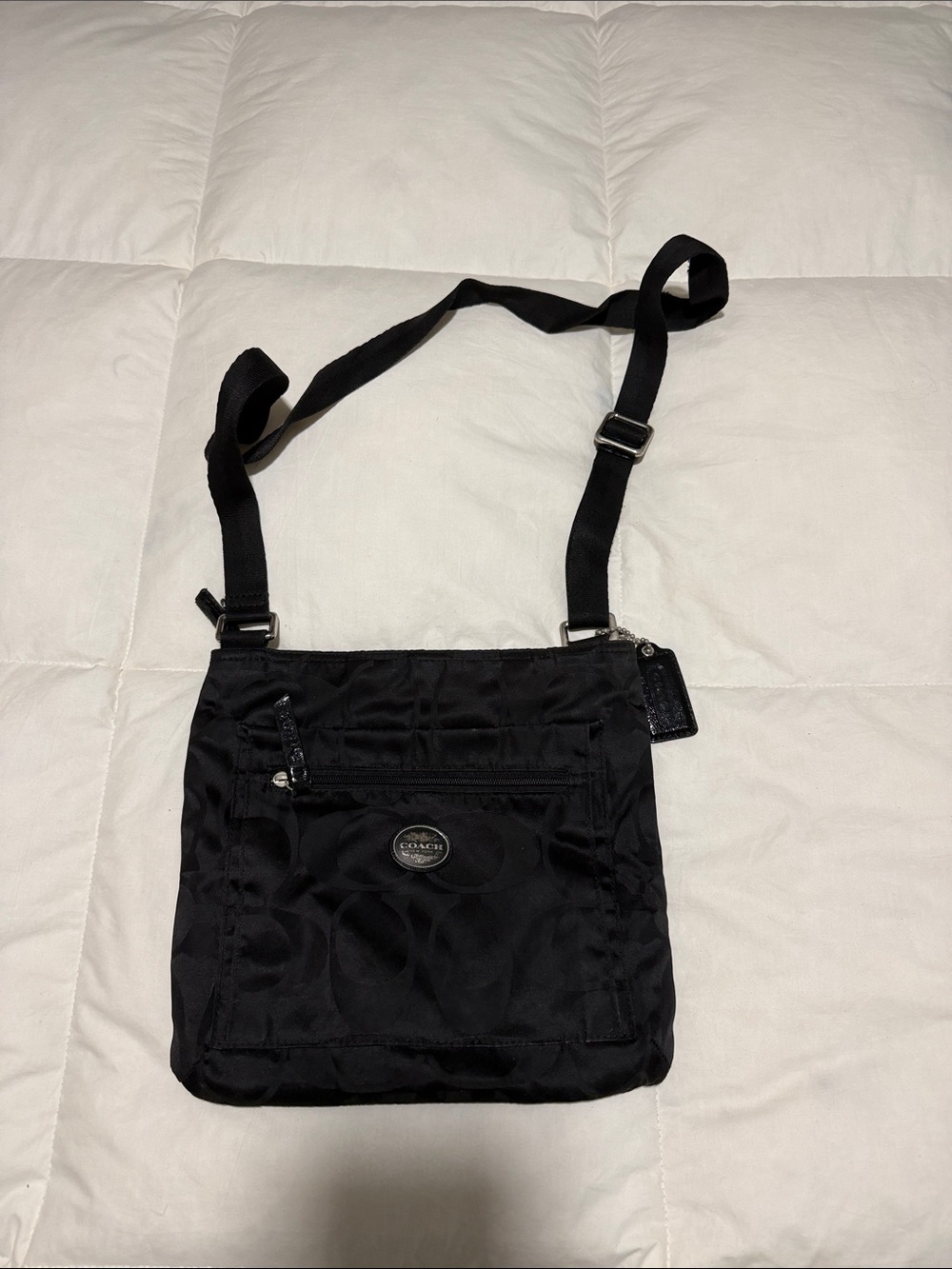 Coach Black Nylon Signature Messenger Crossbody Bag